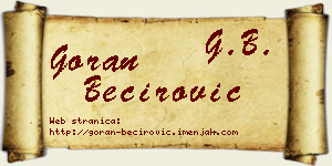 Goran Bećirović vizit kartica